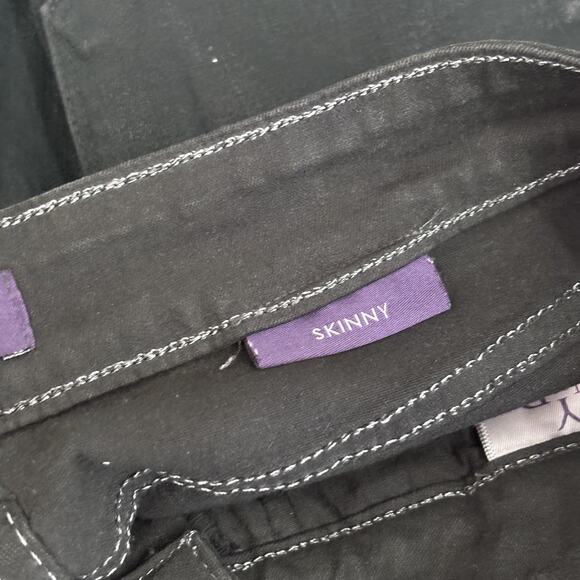 NYDJ Jeans 10 Forest Green Waxed Coated Fringe Boho Festival Lift Tuck Turquoise - Picture 10 of 14